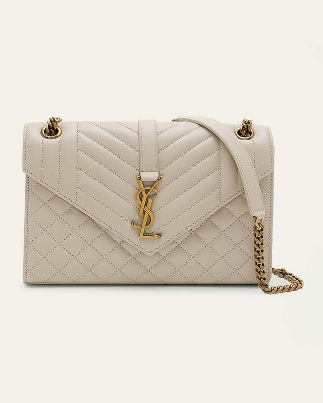 Envelope Triquilt Medium YSL Shoulder Bag in Smooth Quilted Leather